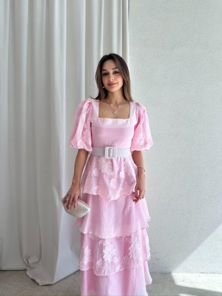 HANSEN Maxi Elbise 8574 - Pembe - 2