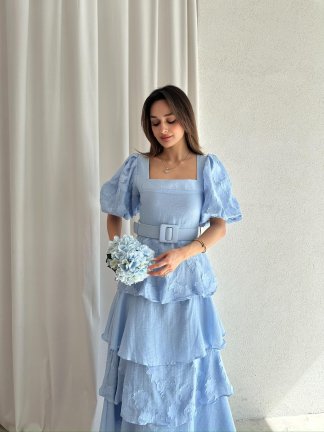 HANSEN Maxi Elbise 8574 - Mavi 