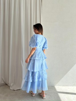 HANSEN Maxi Elbise 8574 - Mavi - 4