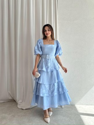 HANSEN Maxi Elbise 8574 - Mavi - 2