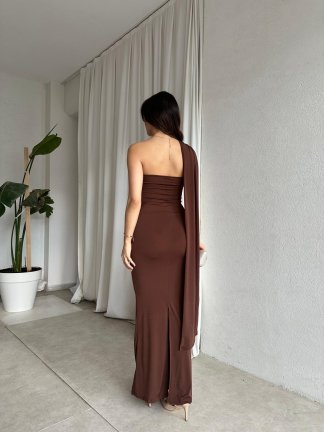 HARMONY Maxi Elbise 8375 - Kahverengi - 3