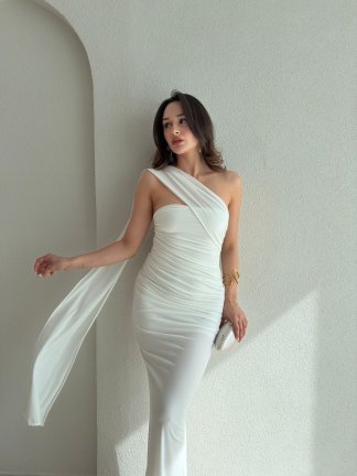 HARMONY Maxi Elbise 8375 - Beyaz - 1