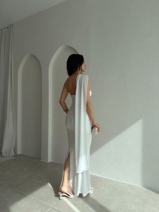 HARMONY Maxi Elbise 8375 - Beyaz - 3