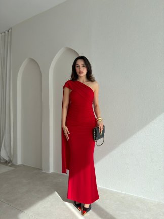 HARMONY Maxi Elbise 8375 - Kırmızı - 2