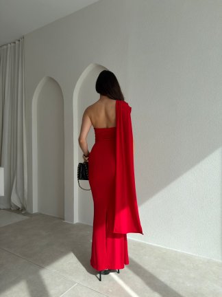 HARMONY Maxi Elbise 8375 - Kırmızı - 3