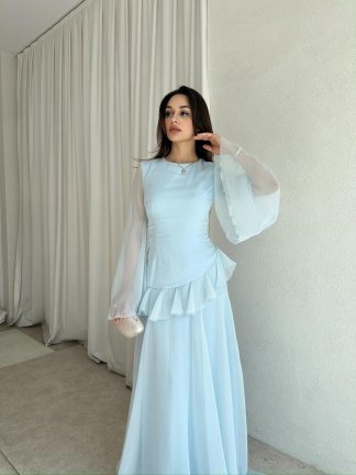 HAVANA Maxi Elbise 8396 - Mavi - 2