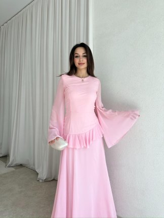 HAVANA Maxi Elbise 8396 - Pembe - 3