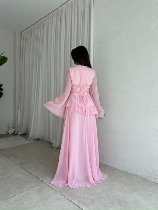 HAVANA Maxi Elbise 8396 - Pembe - 4