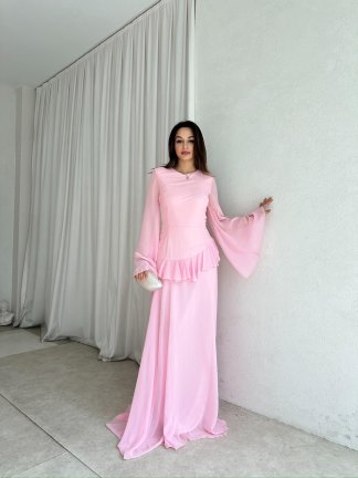 HAVANA Maxi Elbise 8396 - Pembe - 5