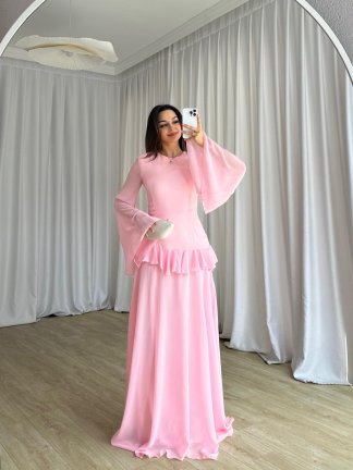 HAVANA Maxi Elbise 8396 - Pembe - 1