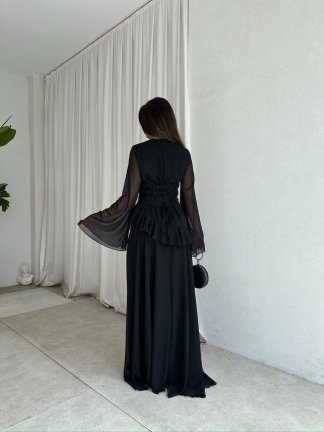 HAVANA Maxi Elbise 8396 - Siyah - 4