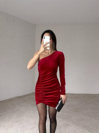 HAWKEN Mini Elbise 2313 - Bordo - 3