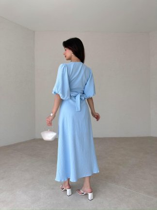 HAZEL Midi Elbise 1093 - Mavi - 3