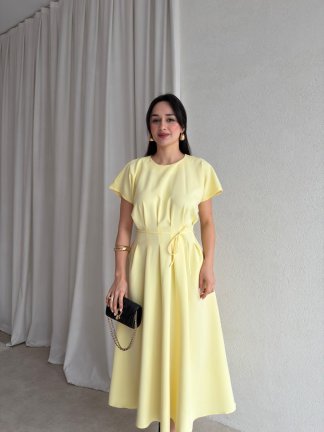 HELEN Midi Elbise 8881 - Sarı - 2