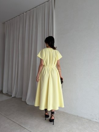 HELEN Midi Elbise 8881 - Sarı - 3