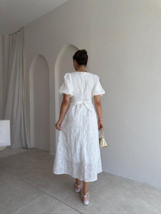 HENNEY Midi Elbise 3756 - Beyaz - 3