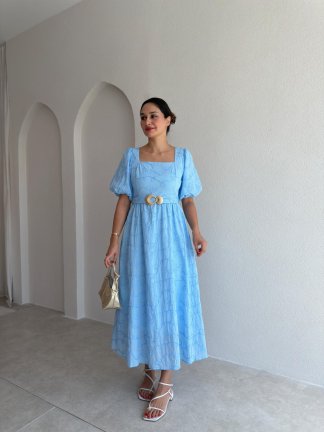 HENNEY Midi Elbise 3756 - Mavi 