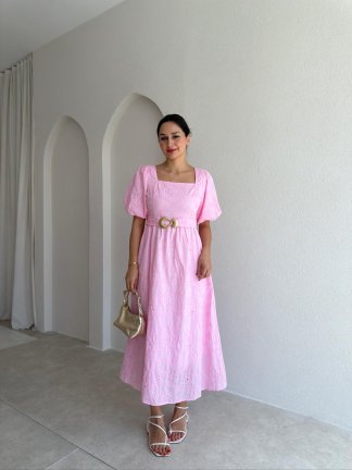 HENNEY Midi Elbise 3756 - Pembe 