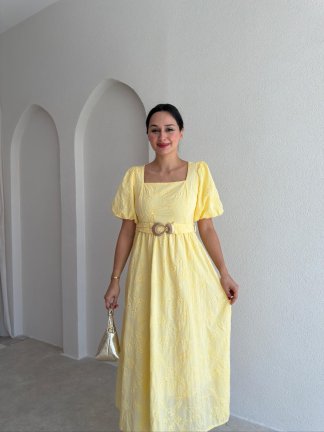 HENNEY Midi Elbise 3756 - Sarı - 2