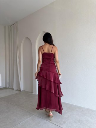 HEREND Midi Elbise 9534 - Bordo - 3