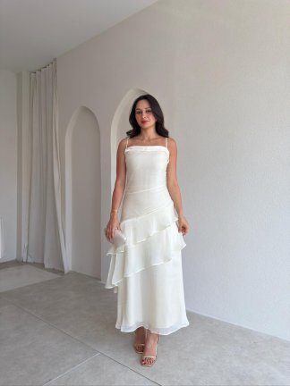 HEREND Midi Elbise 9534 - Ekru 