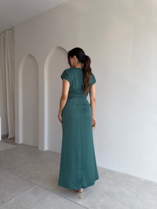  HERMANO Broş Detaylı Maxi Elbise 4004 - Mint - 3