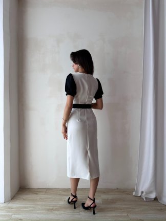 HESPERA Midi Elbise 8864 - Beyaz - 4