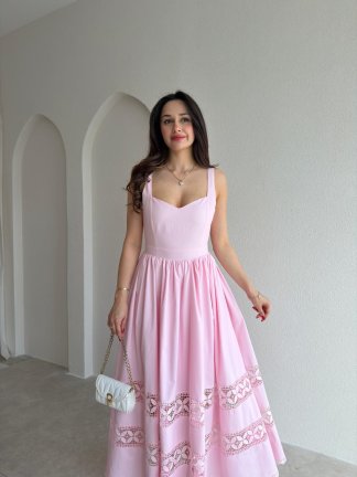 HESTİA Midi Elbise 6871 - Pudra - 2