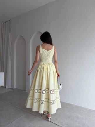 HESTİA Midi Elbise 6871 - Sarı - 3