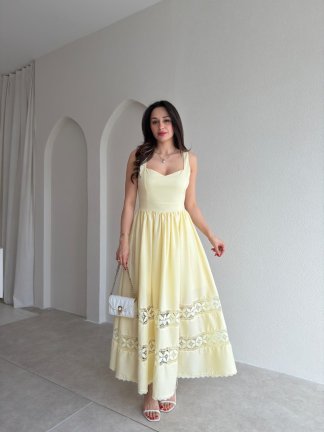 HESTİA Midi Elbise 6871 - Sarı 