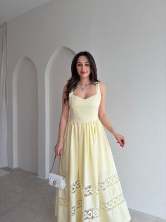 HESTİA Midi Elbise 6871 - Sarı - 2