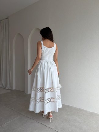 HESTİA Midi Elbise 6871 - Beyaz - 3