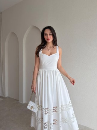 HESTİA Midi Elbise 6871 - Beyaz - 2
