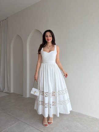 HESTİA Midi Elbise 6871 - Beyaz - 1