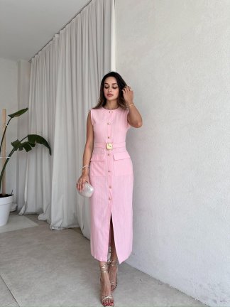 HEWSON Midi Elbise 9238 - Pembe - 2