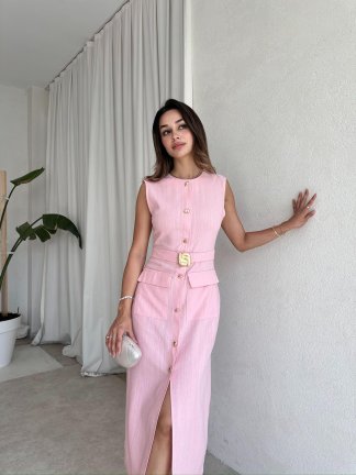 HEWSON Midi Elbise 9238 - Pembe 