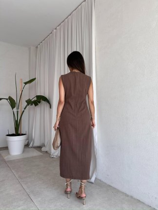 HEWSON Midi Elbise 9238 - Acı Kahve - 4