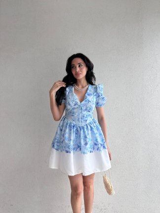 HİLARY Mini Elbise 5096 - Mavi 