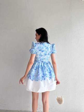 HİLARY Mini Elbise 5096 - Mavi - 3