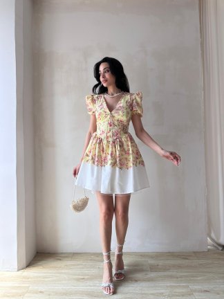 HİLARY Mini Elbise 5096 - Sarı - 2