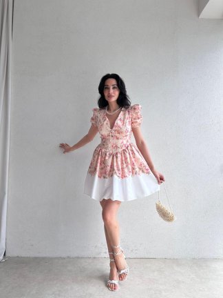 HİLARY Mini Elbise 5096 - Pudra - 2