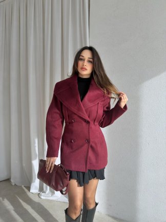 HİLTON Kaşe Ceket 8799 - Bordo - 2