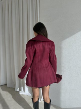 HİLTON Kaşe Ceket 8799 - Bordo - 4