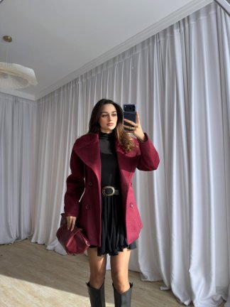 HİLTON Kaşe Ceket 8799 - Bordo - 5