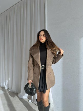 HİLTON Kaşe Ceket 8799 - Kahverengi 