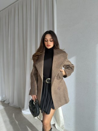 HİLTON Kaşe Ceket 8799 - Kahverengi - 3