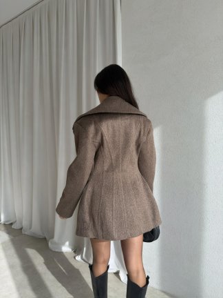 HİLTON Kaşe Ceket 8799 - Kahverengi - 4