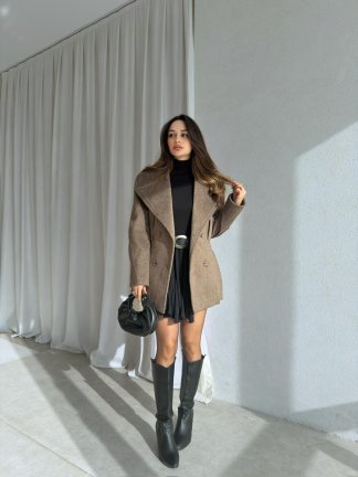 HİLTON Kaşe Ceket 8799 - Kahverengi - 2