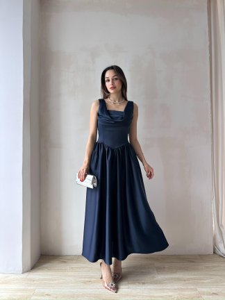 HİPATİA Maxi Elbise 5090 - Lacivert - 2