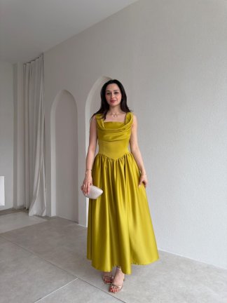 HİPATİA Maxi Elbise 5090 - Yağ Yeşili - 1